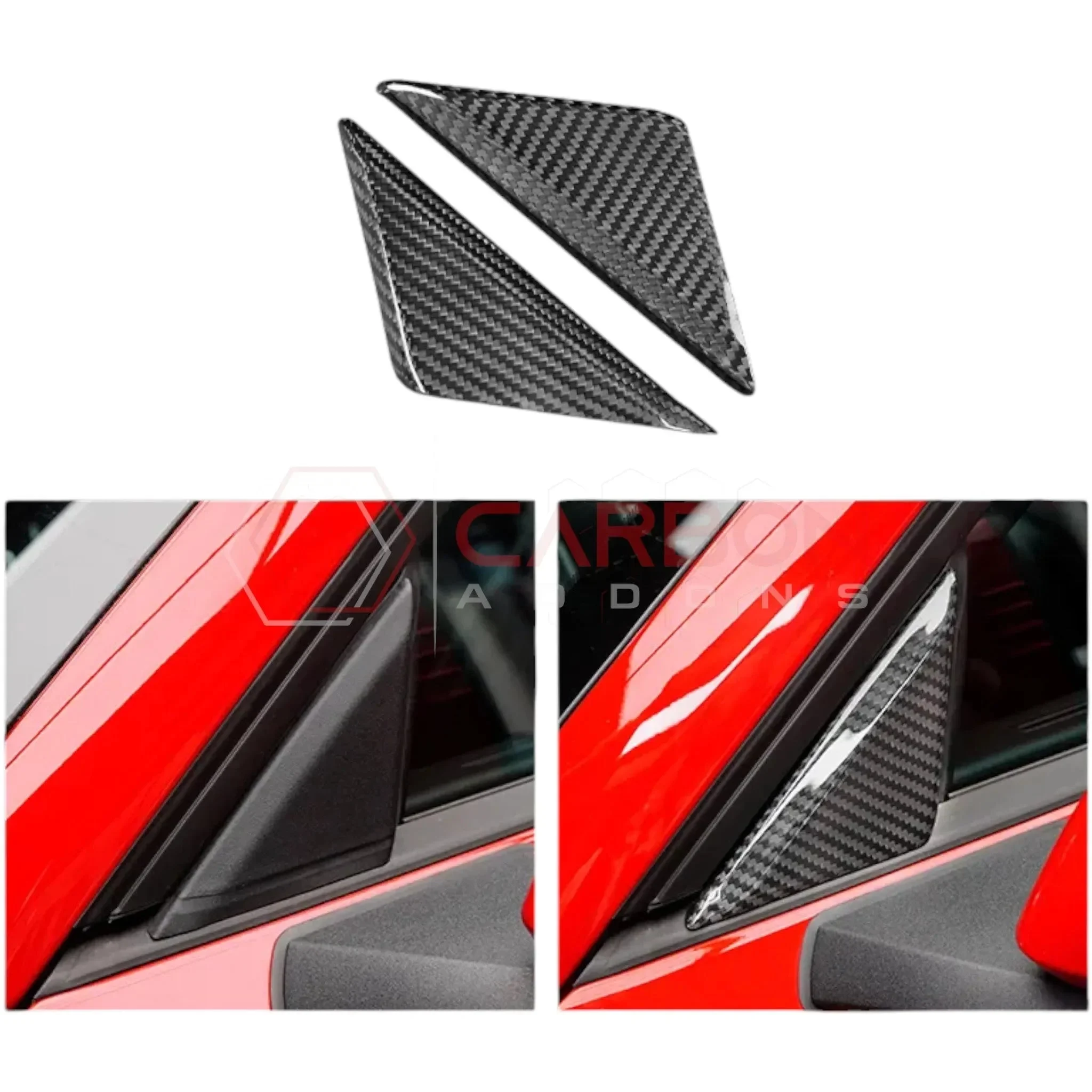 Real Carbon Fiber Exterior A-Pillar Trim Covers for 2024+ Ford Mustang