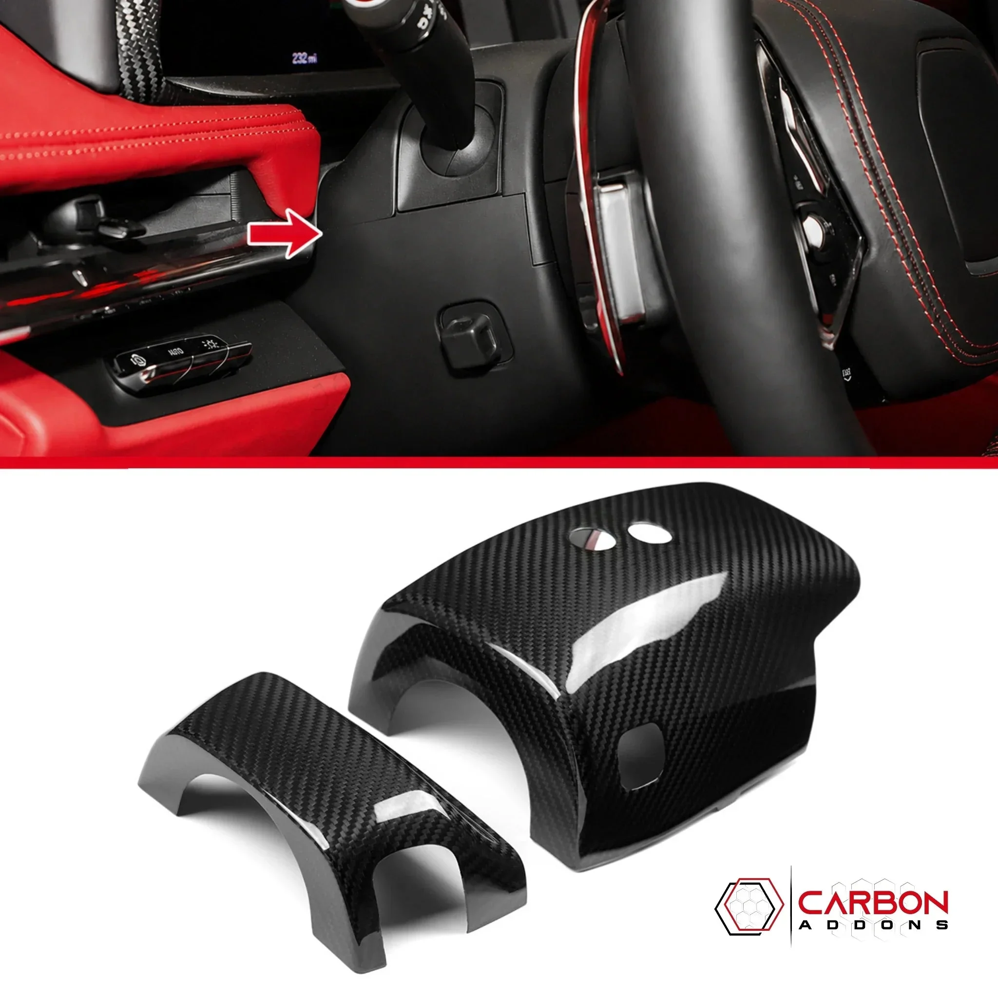 C8 Corvette Real Carbon Fiber Steering Column Trim Cover | Interior Upgrade (2020-2026)