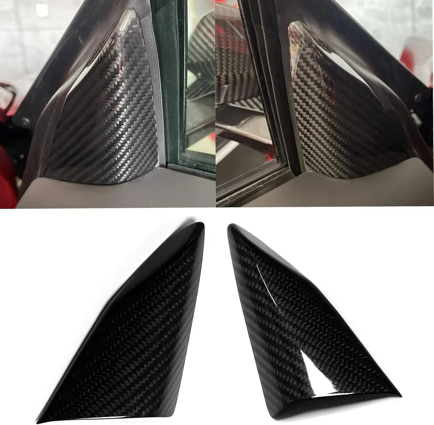 C8 Corvette Real Carbon Fiber Door Window A-Pillar Triangle Trim Covers | Interior Upgrade (2020–2026)