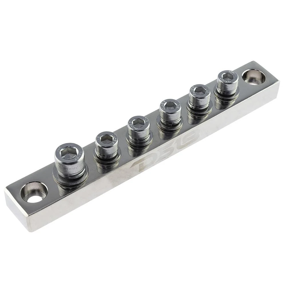 Chrome Plated Distribution Bar Block 1x 1/0-GA and 5 x 2/0-GA Screw Down Type 7" Long
