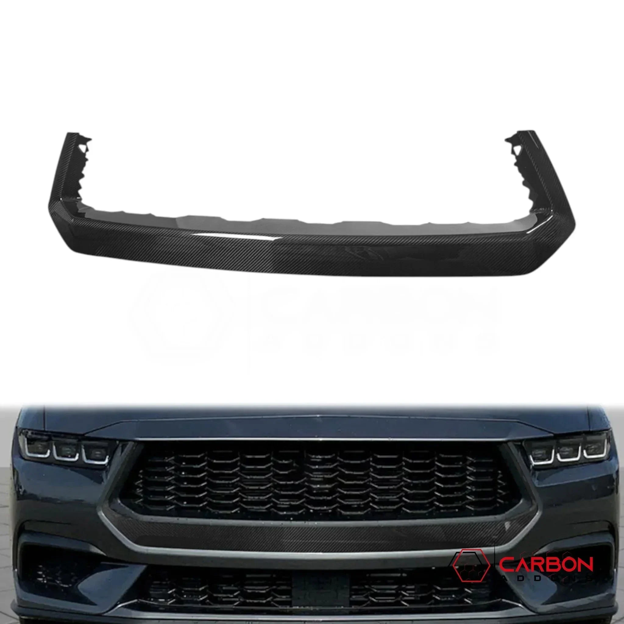 Real Carbon Fiber Front Bumper Upper Trim Covers for 2024+ Ford Mustang EcoBoost