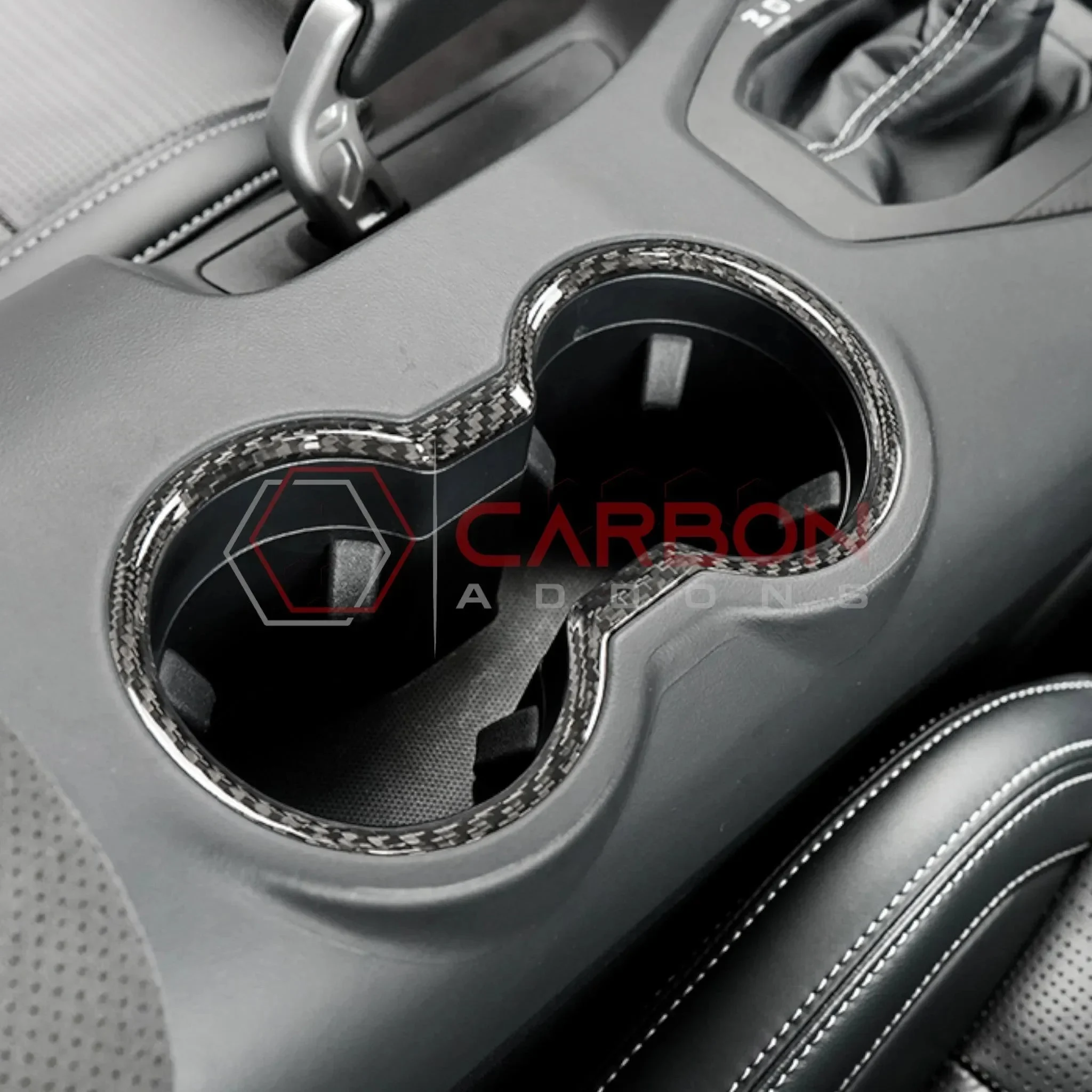 Real Carbon Fiber Cup Holder Trim Cover for 2024+ Ford Mustang