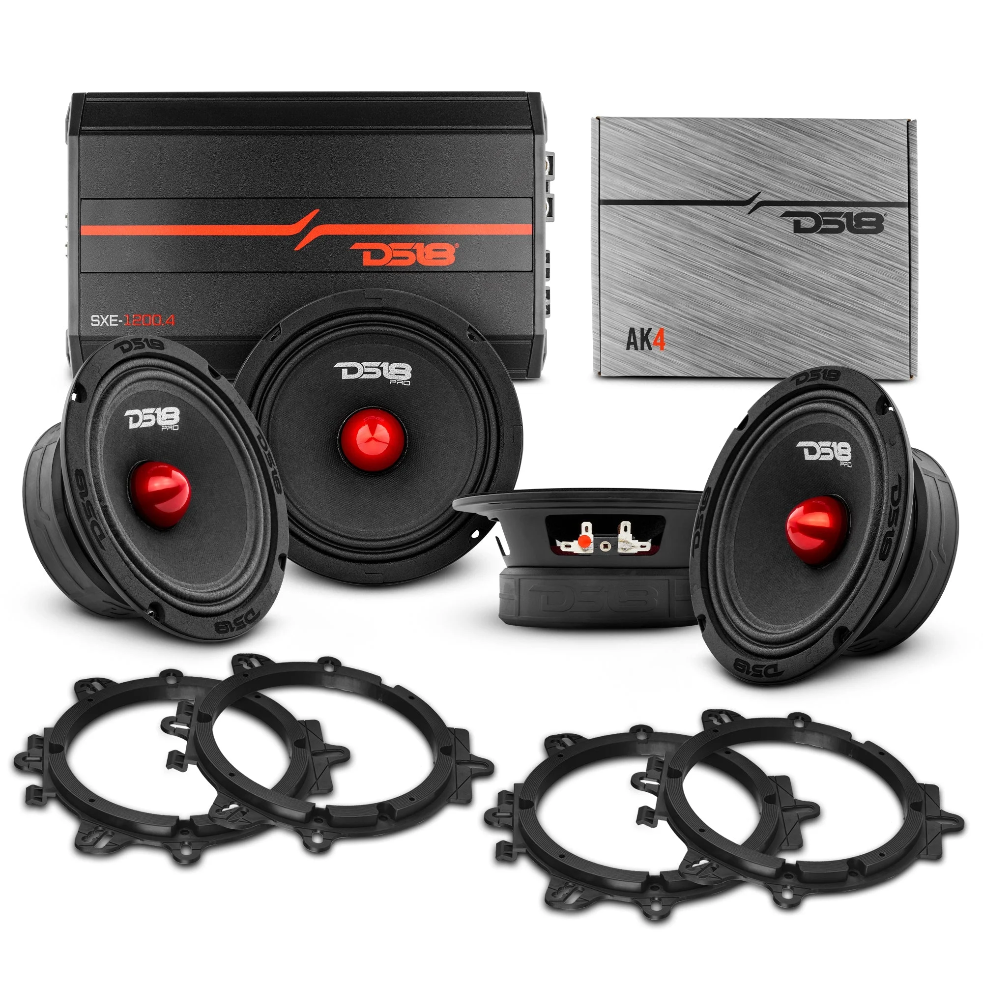 PRO Audio 6.5” Midrange Speaker Upgrade Kit - With OEM Speaker Adapters, Amplifier & Wiring Kit