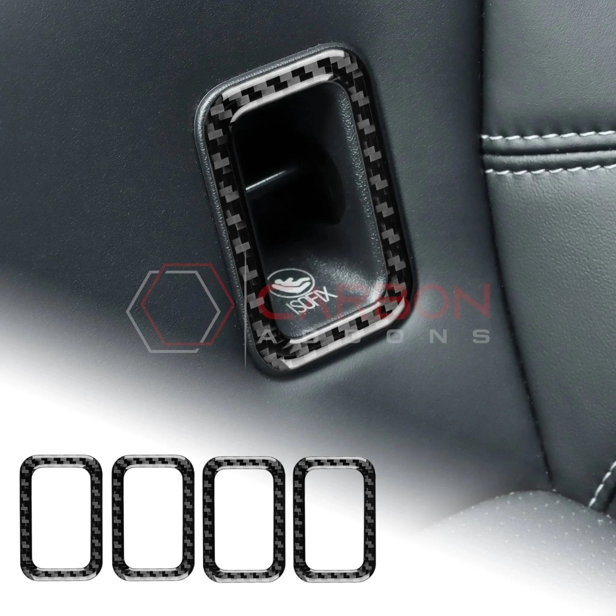 Real Carbon Fiber Rear Child Seat Anchor Trim Overlay for 2024+ Ford Mustang