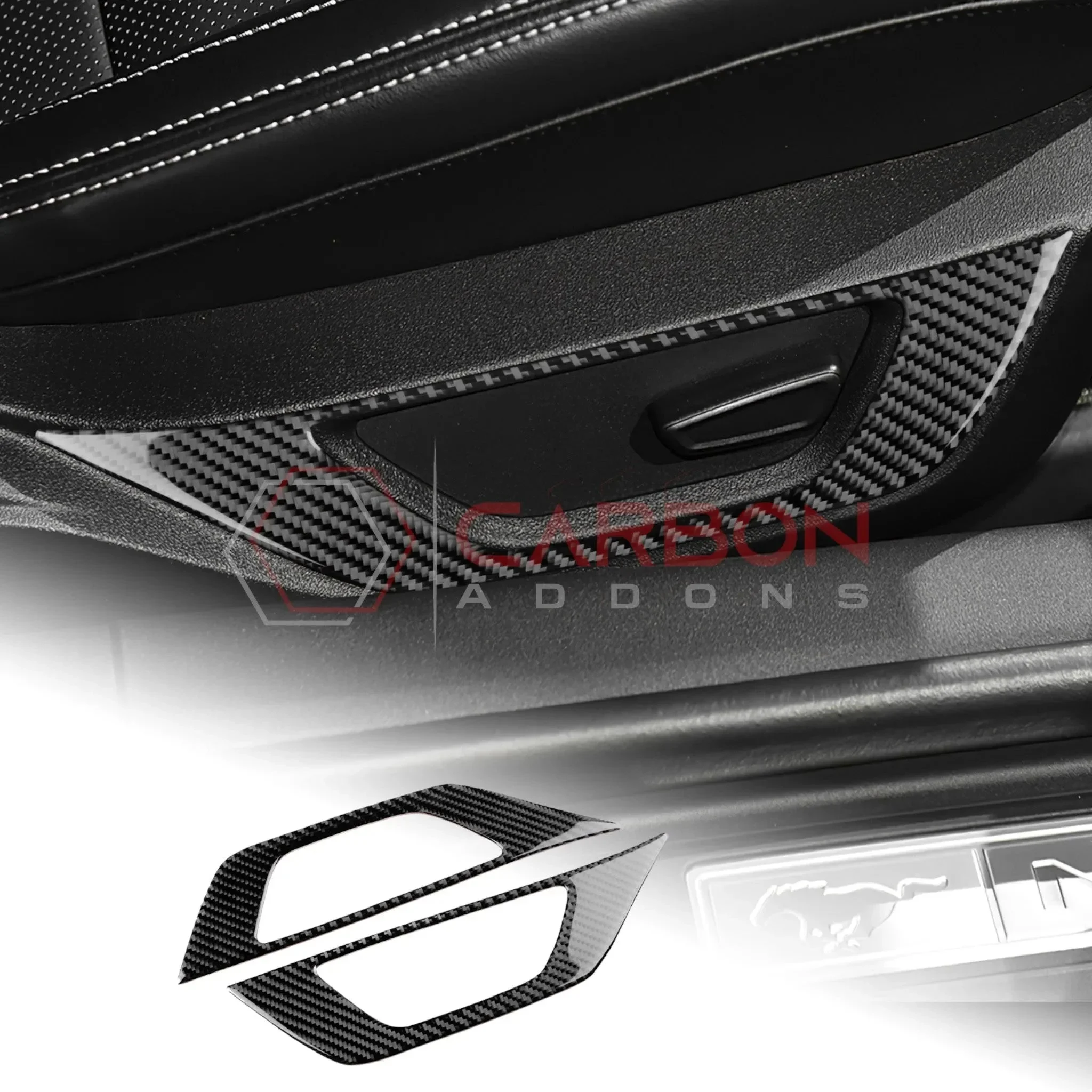 Real Carbon Fiber Seat Control Outer Trim Overlay for 2024+ Ford Mustang