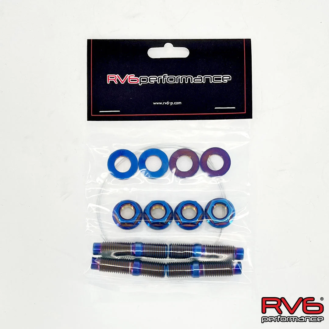 M10x1.25 Titanium Stud Set (4) with Safety Wire