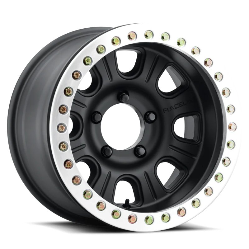 Raceline RT231 Monster 17x8.5in/5x127 BP/0mm Offset/83.82mm Bore - Black & MACH. Ring Beadlock Wheel