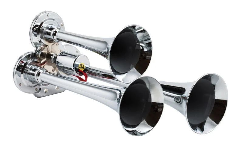 Kleinn Chrome Triple Horn/ 12.5In/10In/7.5In - Chrome-Plated Zinc Alloy