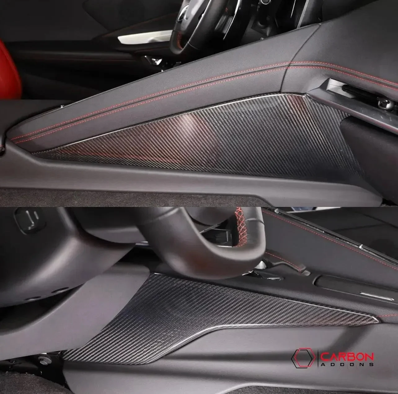 C8 Corvette Real Carbon Fiber Center Console Side Trim Covers (2020–2025)