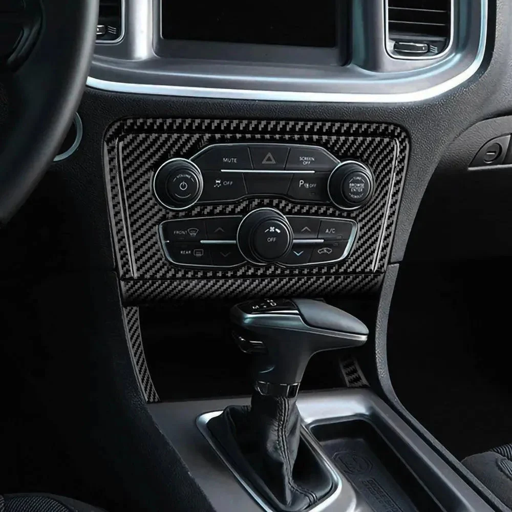 Dodge Charger 2015-2023 Carbon Fiber Multimedia Radio Button Trim Overlay