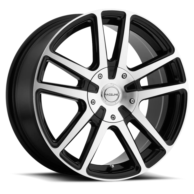 Raceline 145M Encore 18x8in / 5x114.3/5x127 BP / 40mm Offset / 72.62mm Bore - Black & Machined Wheel