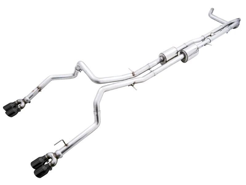 AWE Tuning 4th Gen GM 1500 6.2L 0FG Cat-Back Split Rear Exit (w/ Bumper Cutouts) - Quad Diamond Tips