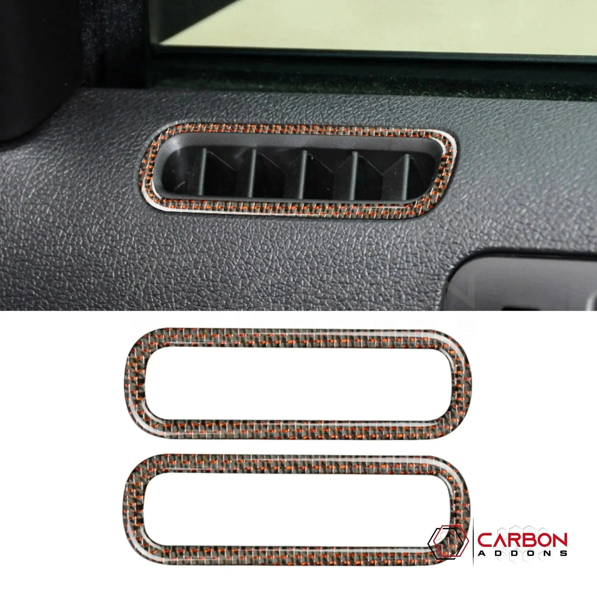 Reflective Carbon Fiber Door AC Vent Trim Overlay For Mustang 2010-2014