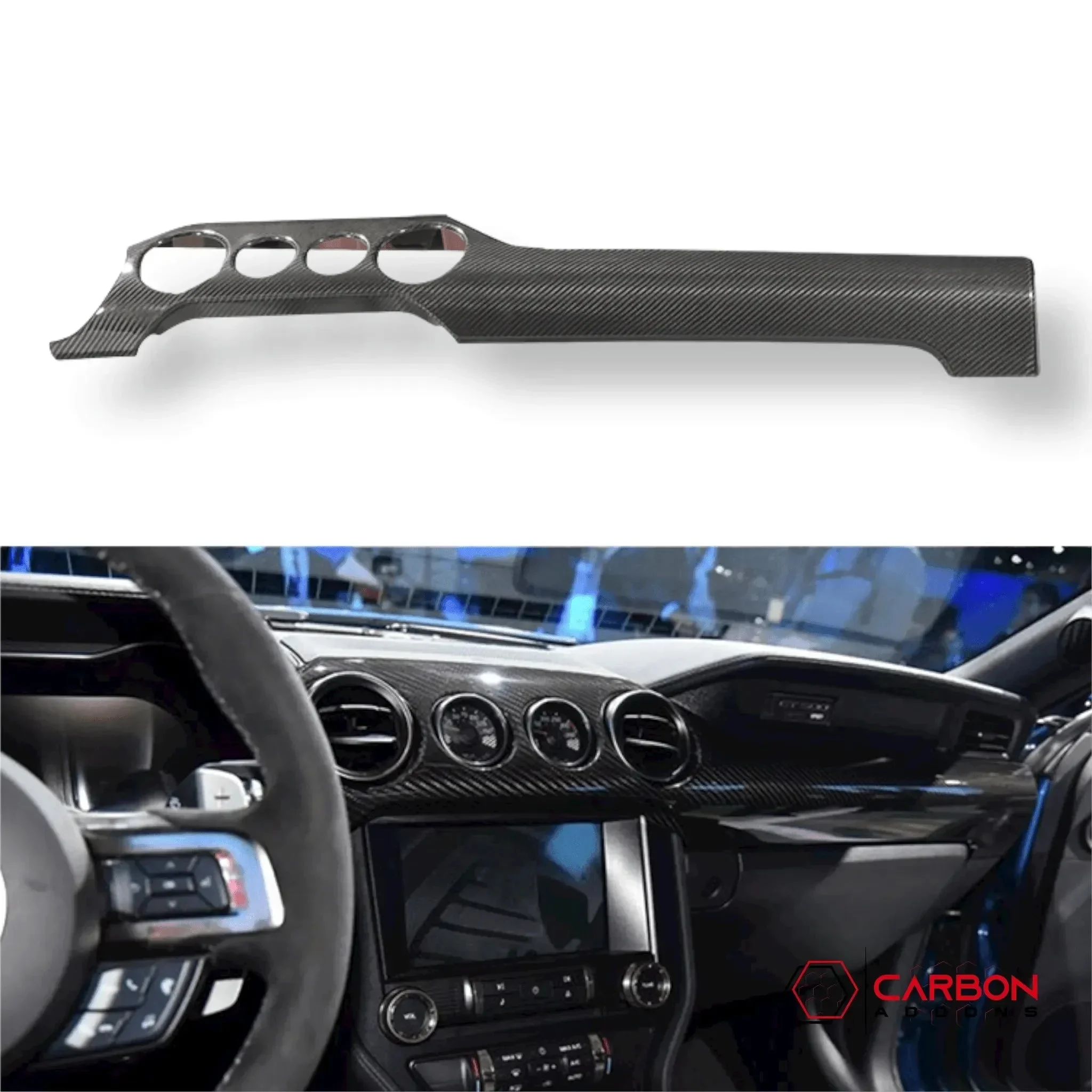 Hard Carbon Fiber Dashboard Cover For Mustang 2015-2023
