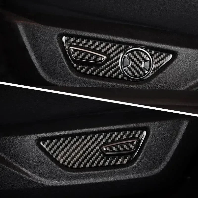 Real Carbon Fiber Seat Adjuster Button Trim Overlay for Mustang 2015-2023