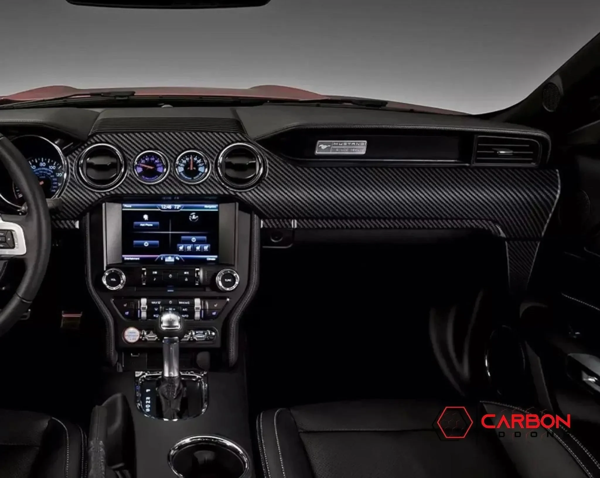 Real Carbon Fiber Whole Front Dash Overlay for Mustang 2015-2023