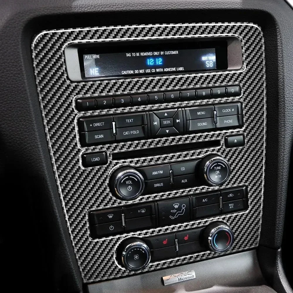 Real Carbon Fiber RADIO Navigation Multimedia Infotainment Trim Overlay For Mustang 2010-2014
