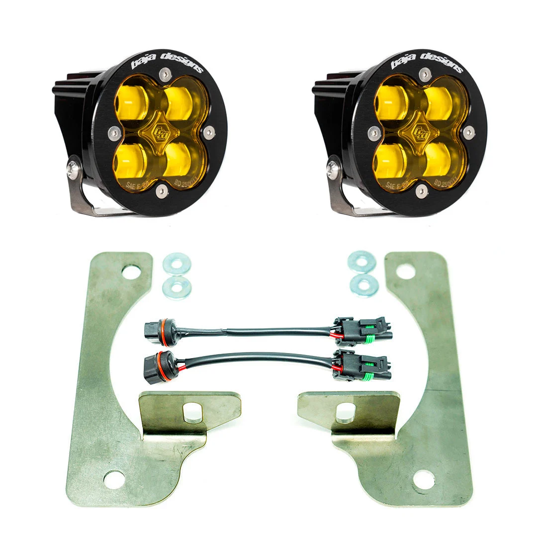 Jeep JL Fog Light Squadron-R 18-Pres Wrangler JL Rubicon Fog Pocket Kit Baja Amber Baja Designs Baja Designs