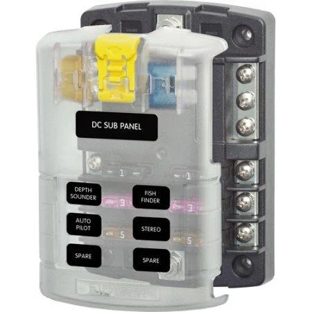 Blue Sea 6 Circuit Fuse Block with Mounting Hardware