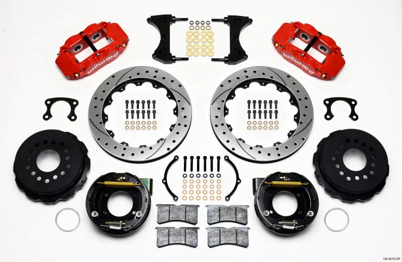 Wilwood Narrow Superlite 4R Rear P-Brk Kit 12.88in Drill Red Big Ford New Style 2.50in Offset
