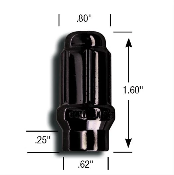 Gorilla® 12mm x 1.5 Lug Nuts Mag E-T (w/60° Taper) Seat Right Hand Thread Black Sold Individually #21138ETBC